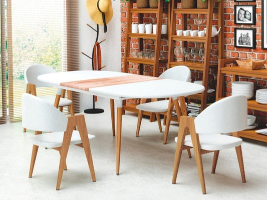 Kėdė K247, Spalva: Balta + Ąžuolas