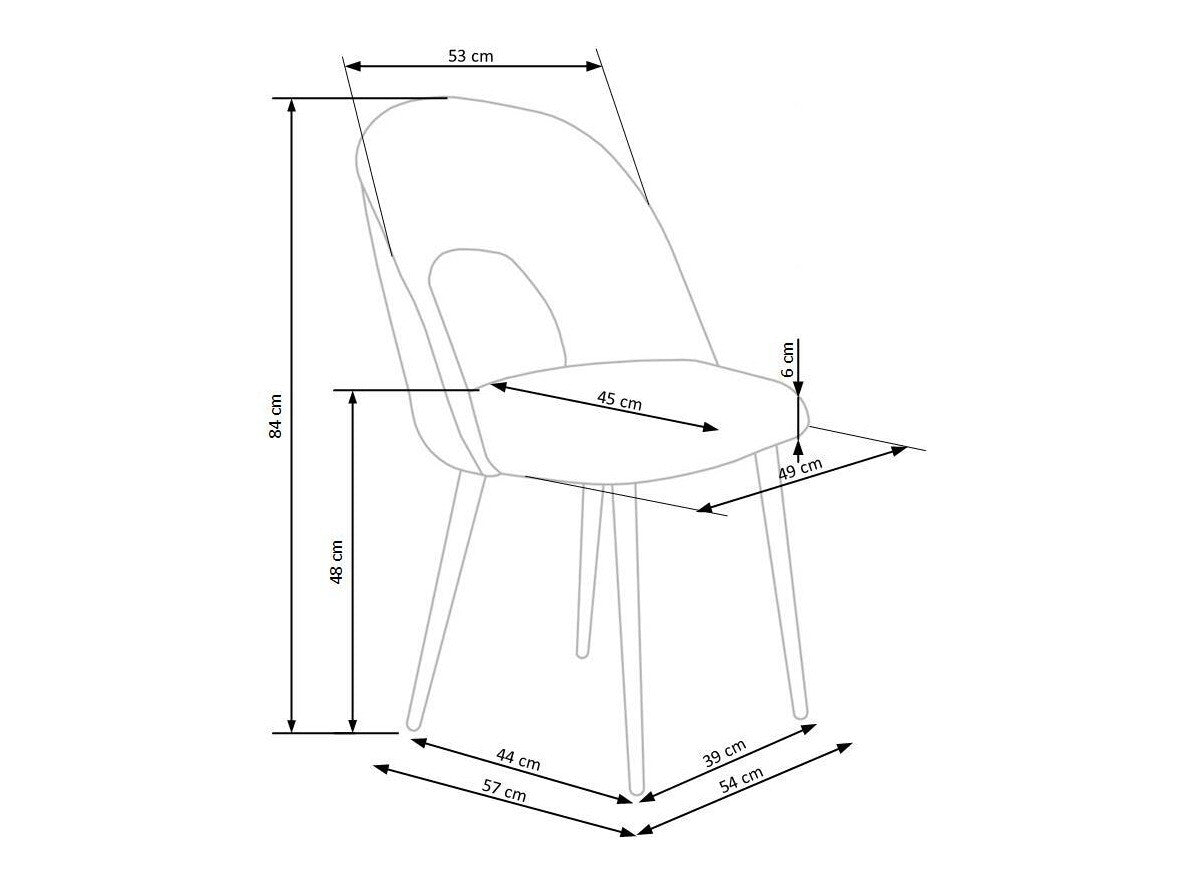 Kėdė K384 V-CH-K/384-KR-POPIELATY, Spalva: Pilka + Juoda