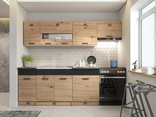 Virtuvės komplektas ALINA 240 V-PL-K-ALINA 240-ARTISAN/CZARNY