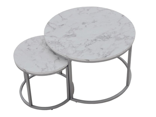 Žurnalinių staliukų komplektas PAOLA 2 komplektas of two žurnaliniai staliukai, marmuras / sidabrinė V-CH-PAOLA-LAW-SREBRNY
