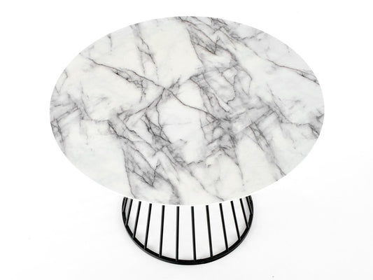 Stalas BRODWAY stalas, color: top - baltas marmuras, kojos - juoda V-CH-BRODWAY-ST