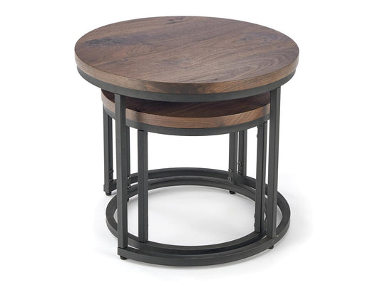 Žurnalinių staliukų komplektas OREO, Spalva: Riešutas + Juoda