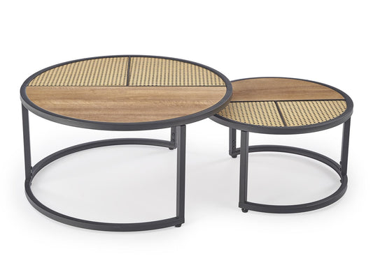 Žurnalinių staliukų komplektas GARMINA komplektas of two žurnaliniai staliukai, auksas ąžuolas / juoda V-CH-GARMINA-LAW