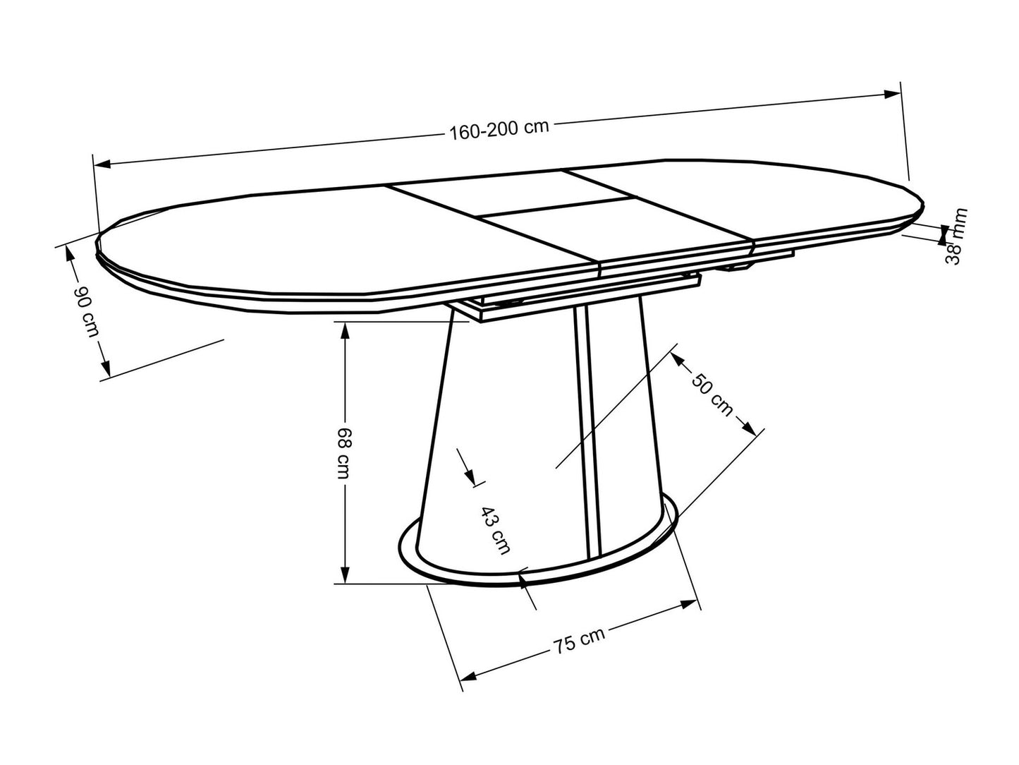 Stalas ROBINSON extension stalas, smėlio marmuras / kapučino / juoda V-CH-ROBINSON-ST