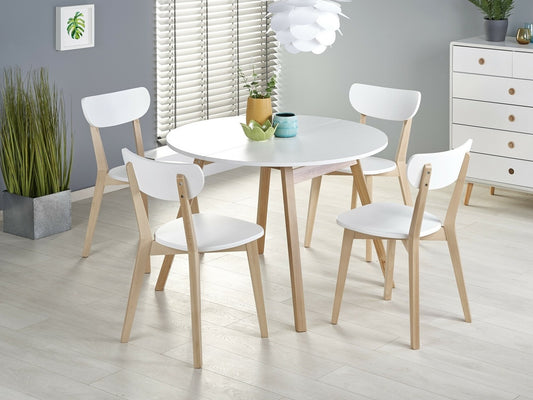 Stalas RUBEN, Spalva: Ąžuolas + Blizgi balta