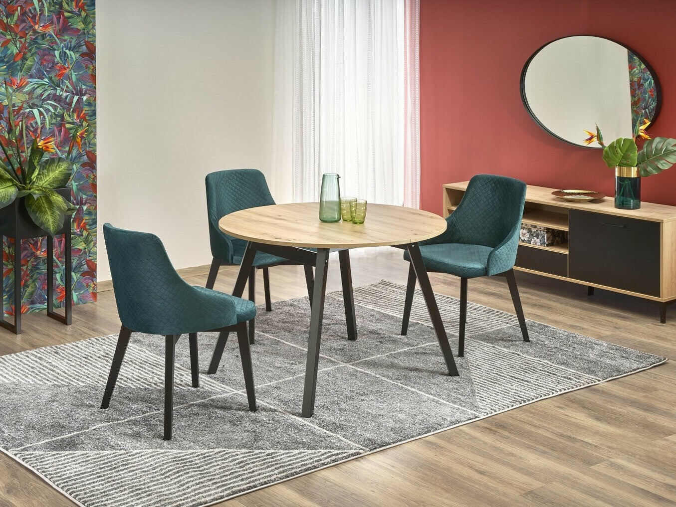 Stalas RUBEN, Spalva: Artisan ąžuolas + Juoda