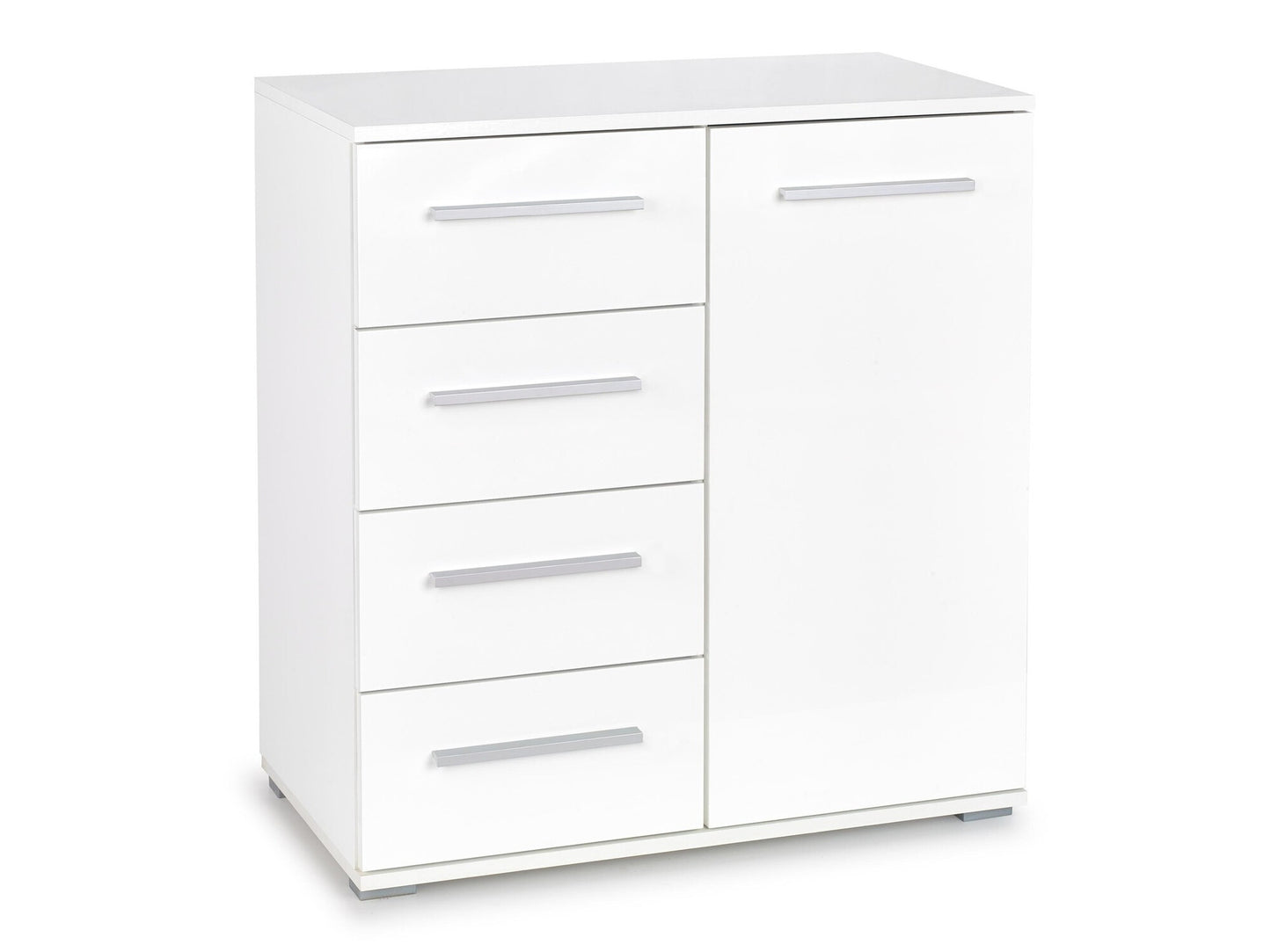 Komoda Lima KM-2, Spalva: Balta + Blizgi balta