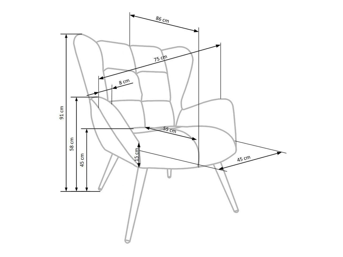 Fotelis TYRION, V-CH-TYRION-FOT-BORDOWY Spalva: Bordo