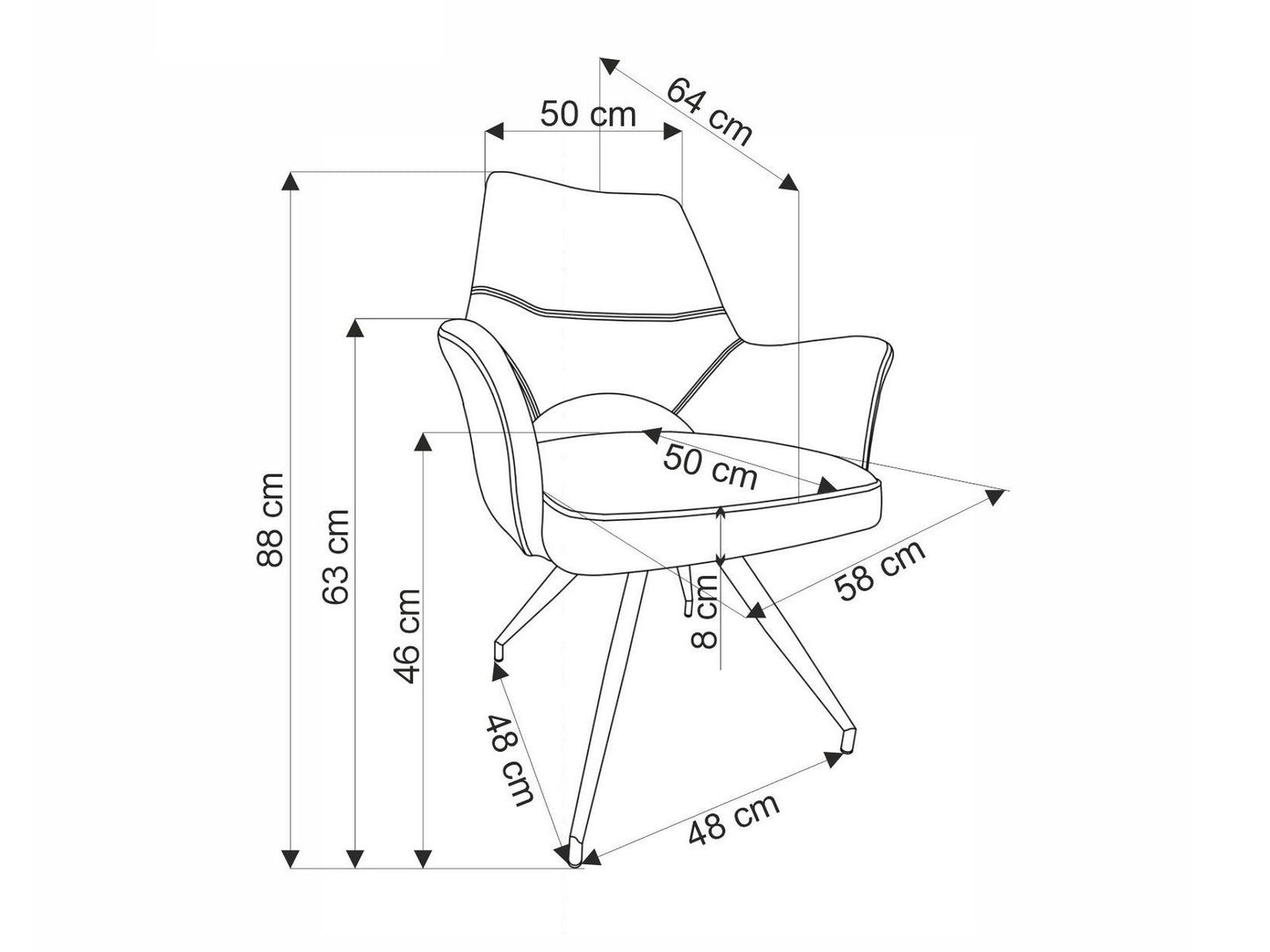 Kėdė K542 V-CH-K/542-KR-OLIWKOWY, Spalva: Chaki