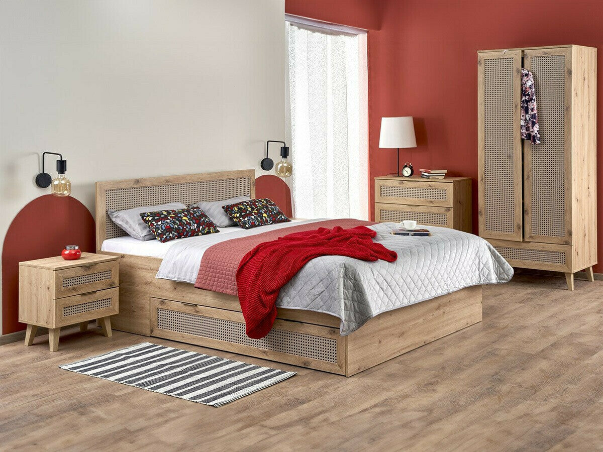 Naktinis staliukas BORNEO SN-1 night stand, artisan ąžuolas / juoda V-PL-BORNEO-SN-1