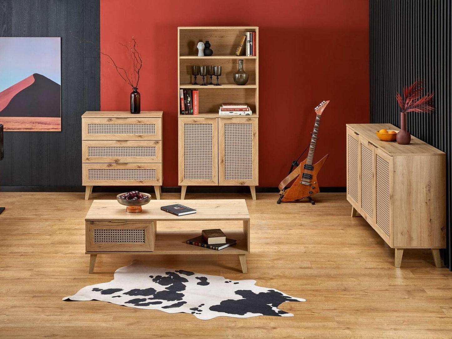 Komoda BORNEO KM-2 skrynia, artisan ąžuolas / juoda V-PL-BORNEO-KM-2