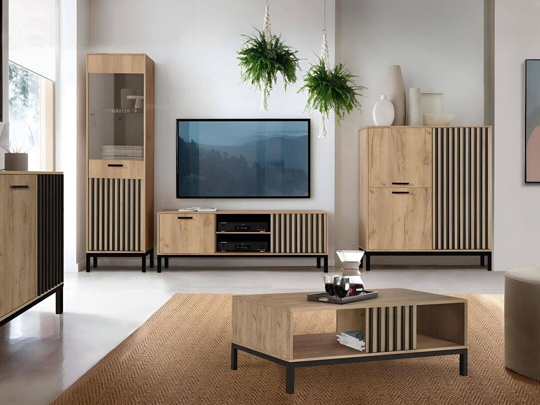 Lentyna LAMINO W-1 display spintelė, craft ąžuolas / juoda V-PL-LAMINO-W-1