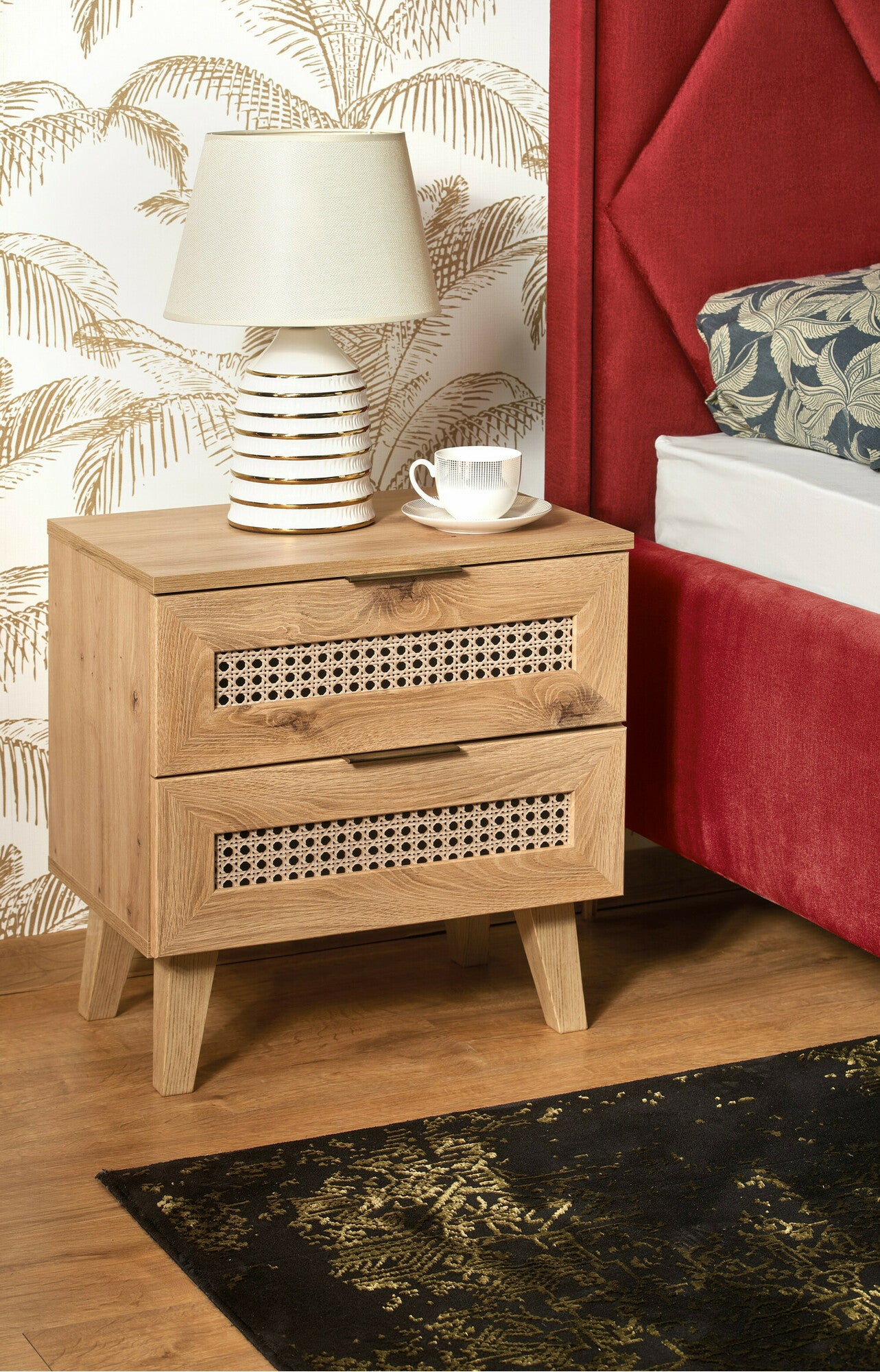 Naktinis staliukas BORNEO SN-1 night stand, artisan ąžuolas / juoda V-PL-BORNEO-SN-1