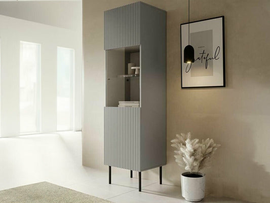 Lentyna ASENSIO KM-1 display cabiner, šviesi pilka / juoda V-PL-ASENSIO-W-1