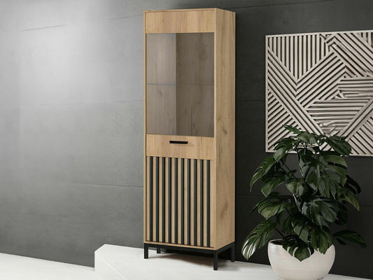 Lentyna LAMINO W-1 display spintelė, craft ąžuolas / juoda V-PL-LAMINO-W-1