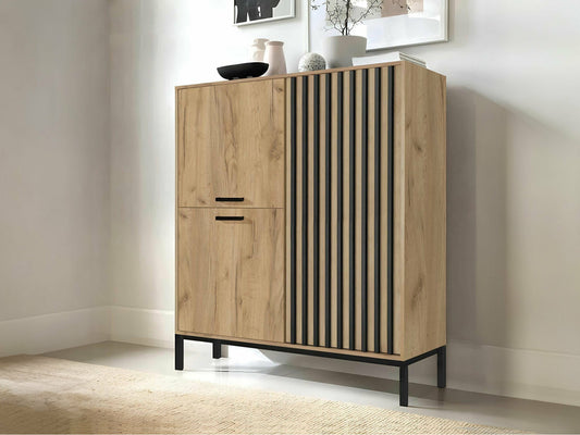 Spintelė LAMINO KM-2 skrynia, craft ąžuolas / juoda V-PL-LAMINO-KM-2