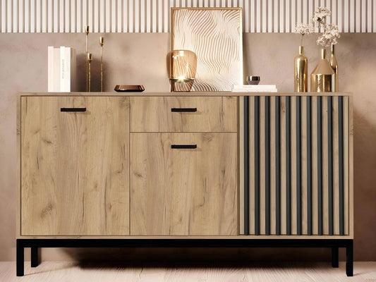 Komoda LAMINO KM-1 skrynia, craft ąžuolas / juoda V-PL-LAMINO-KM-1