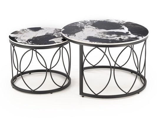 Žurnalinių staliukų komplektas ALEXANDRA komplektas of two žurnaliniai staliukai, juodas marmuras / juoda V-CH-ALEXANDRA-LAW