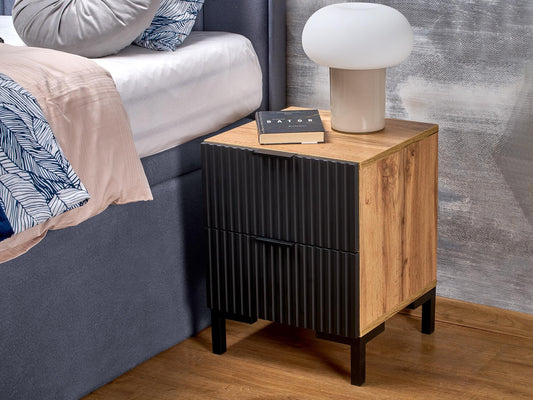 Naktinis staliukas NELA naktinis staliukas, craft ąžuolas - juoda V-PL-NELA-SZAFKA_N