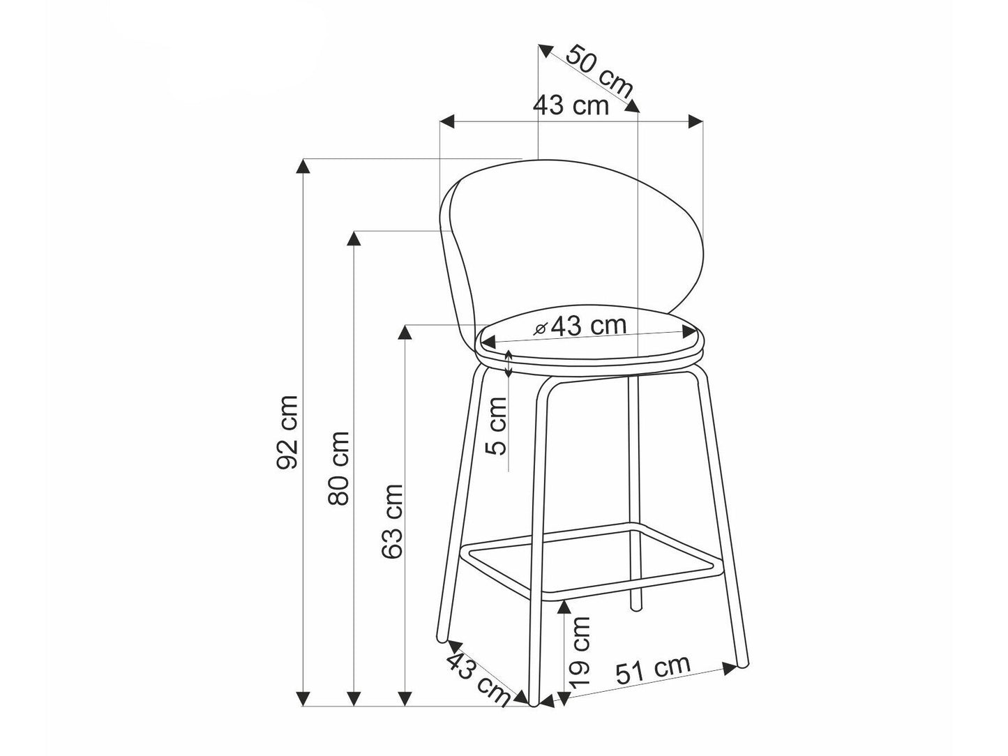 Pusbario kėdė H121 baro kėdė, smėlio V-CH-H/121-BEŻOWY (Beige)