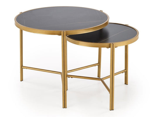 Žurnalinių staliukų komplektas FATIMA komplektas of two žurnaliniai staliukai, juodas marmuras / auksas V-CH-FATIMA-LAW-CZARNY (Juodas marmuras)