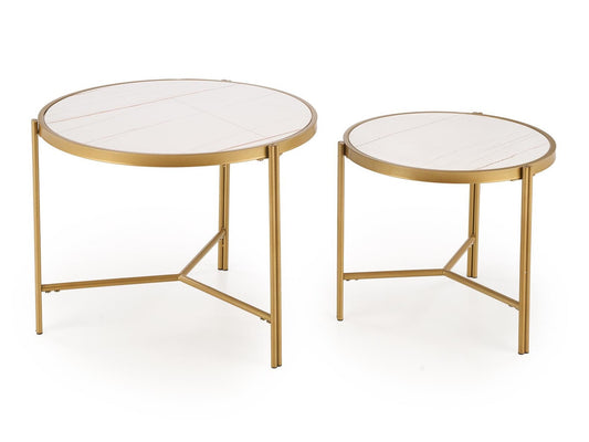 Žurnalinių staliukų komplektas FATIMA komplektas of two žurnaliniai staliukai, baltas marmuras / auksas V-CH-FATIMA-LAW-BIAŁY (Baltas marmuras)