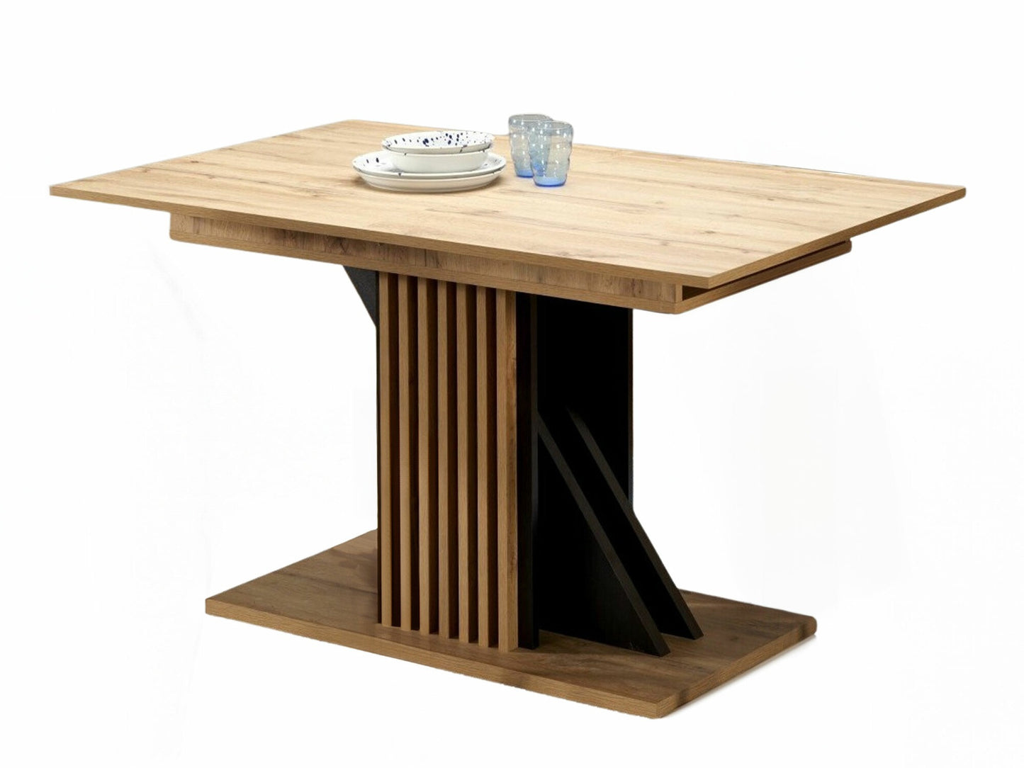 Stalas FABIANO extension stalas, artisan ąžuolas / juoda V-PL-FABIANO-ST