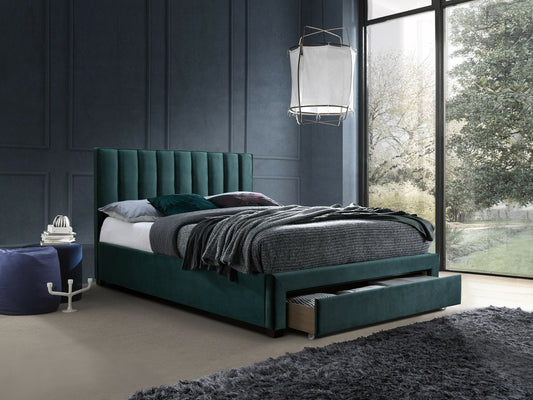 Lova GRACE, Spalva: Tamsi žalia, Miegamoji dalis: 140 x 200 cm