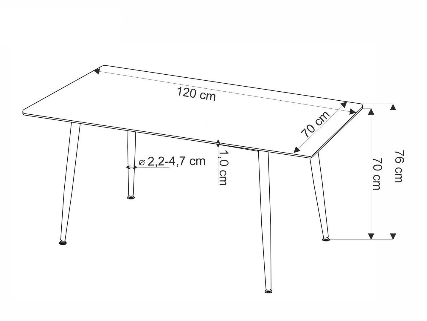 Stalas EMILIO 120 stalas, color: top - baltas marmuras, kojos - juoda V-CH-EMILIO_120-ST