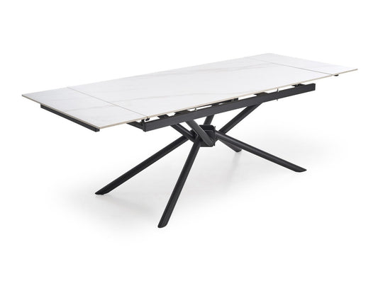 Stalas VITORINO extension stalas, color: top - baltas marmuras, kojos - juoda V-CH-VITORINO-ST-BIAŁY