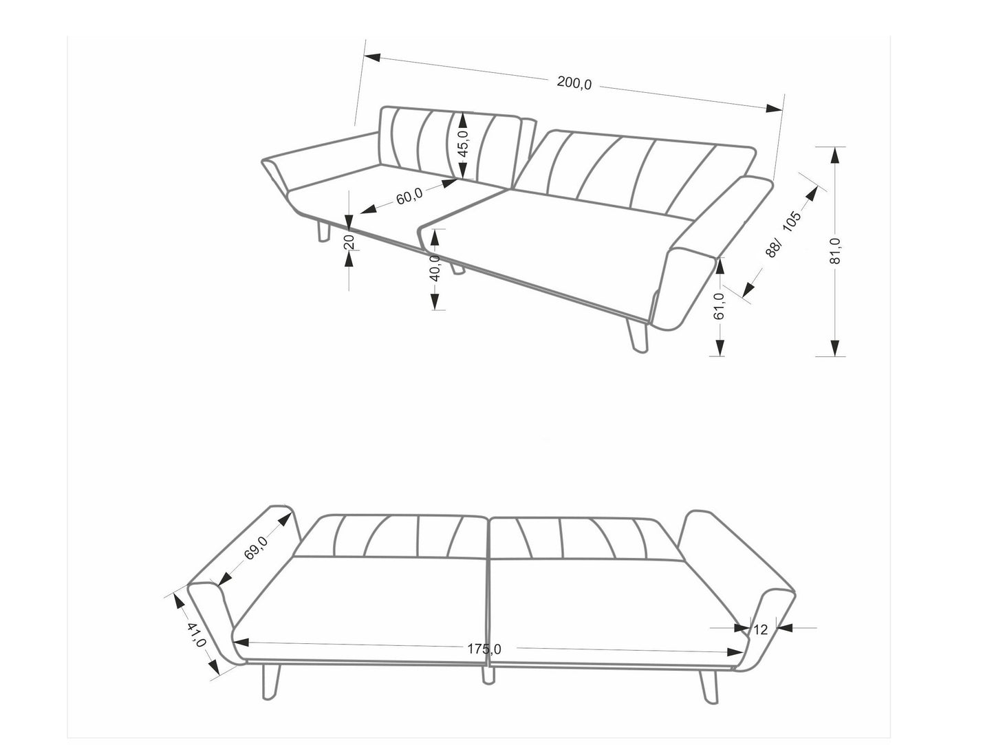 Sofa lova LARIX sofa color: pilka V-CH-LARIX-SOFA-POPIELATY