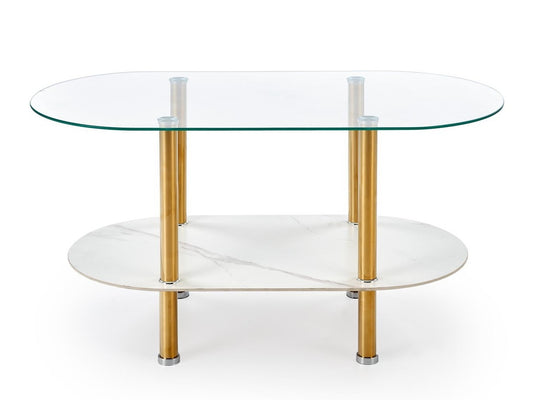 Žurnalinis staliukas DUCAT c.stalas, baltas marmuras / transparent / auksas V-CH-DUCAT-LAW