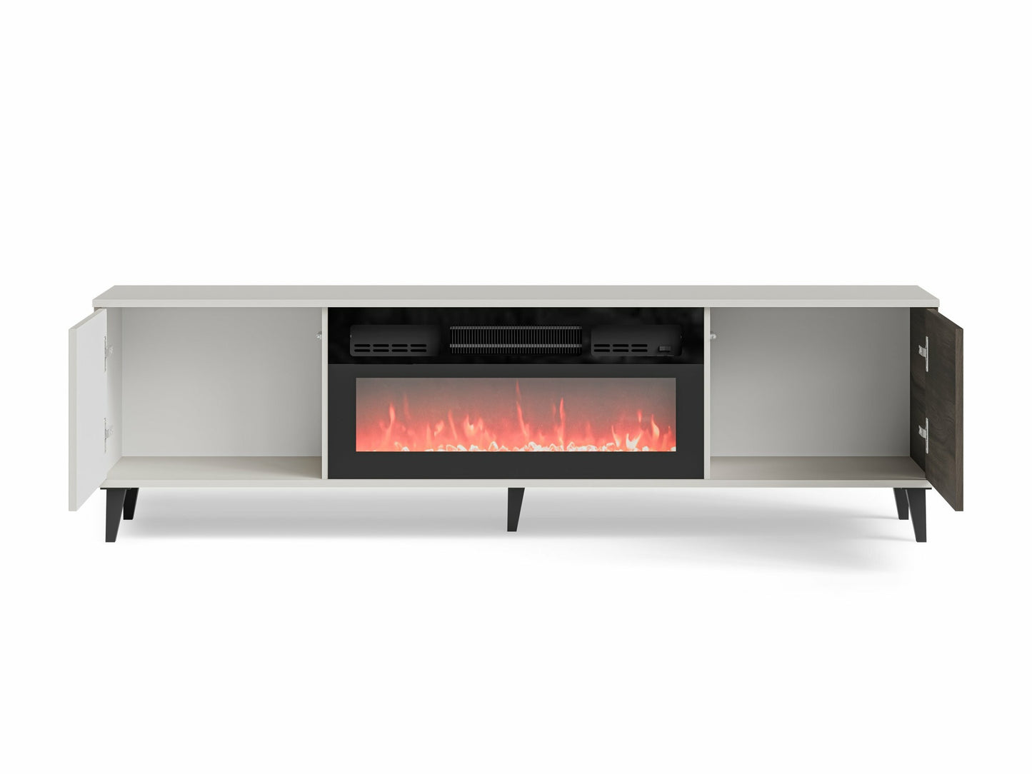 TV staliukas RANDOM 2 RTV-K TV staliukas with židinys 180 cm, kašmyras / graikinis riešutas / juoda V-PL-RANDOM_2-RTV-K (Graikinis riešutas + Kašmyras) 4098160