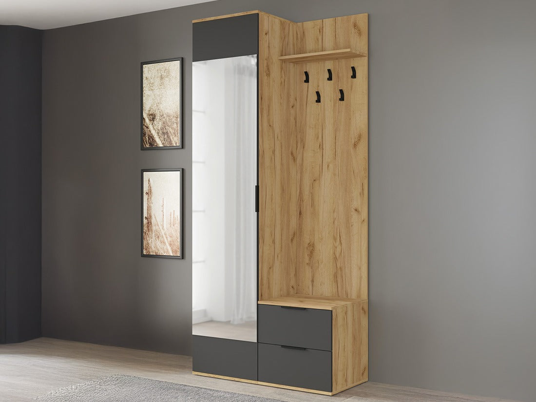 Prieškambario komplektas CORAL hall system auksas ąžuolas / antracite V-PL-CORAL-D.ZŁOTY/ANTRACYT (Antracitas + Auksinis ąžuolas) 4132429
