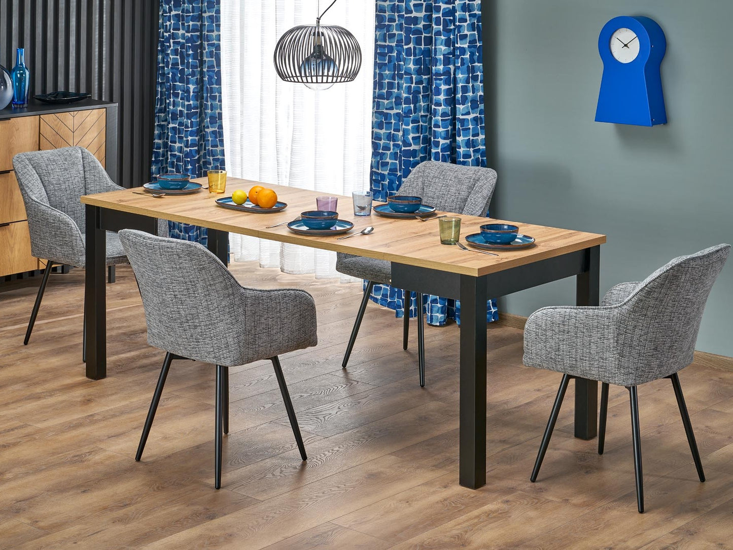 Stalas QUBIK extension stalas, artisan ąžuolas / juoda V-PL-QUBIK-ST