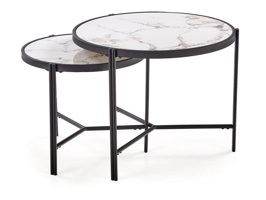 Žurnalinių staliukų komplektas FATIMA komplektas of two žurnaliniai staliukai, baltas marmuras / juoda V-CH-FATIMA-LAW-BIAŁY/CZARNY (Baltas marmuras + Juoda)