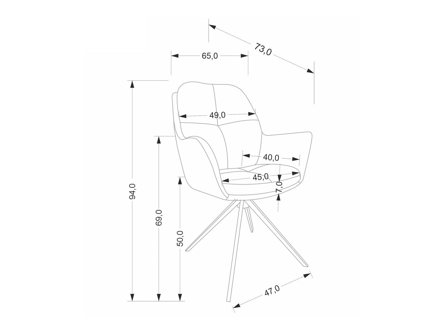 Kėdė K591 swivel kėdė, ruda V-CH-K/591-KR-BRĄZOWY