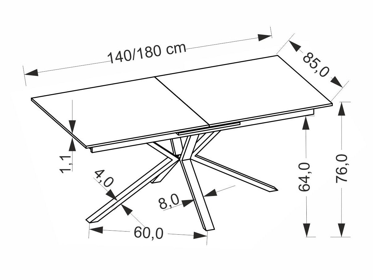 Stalas PLATAN extension stalas, baltas marmuras / juoda V-CH-PLATAN-ST