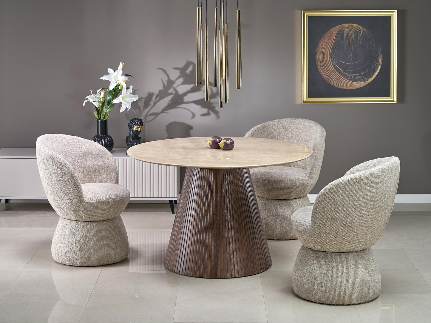 Stalas PIREUS apvalus stalas travertine V-CH-PIREUS-ST