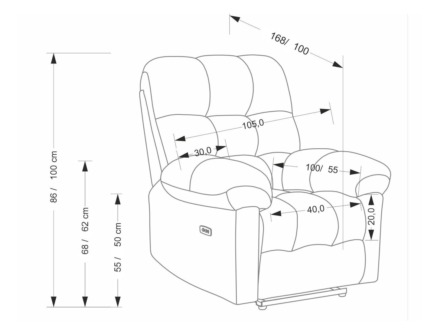 Fotelis reglaineris AMORE leisure kėdė, pilka V-CH-AMORE-FOT-POPIEL 4295947