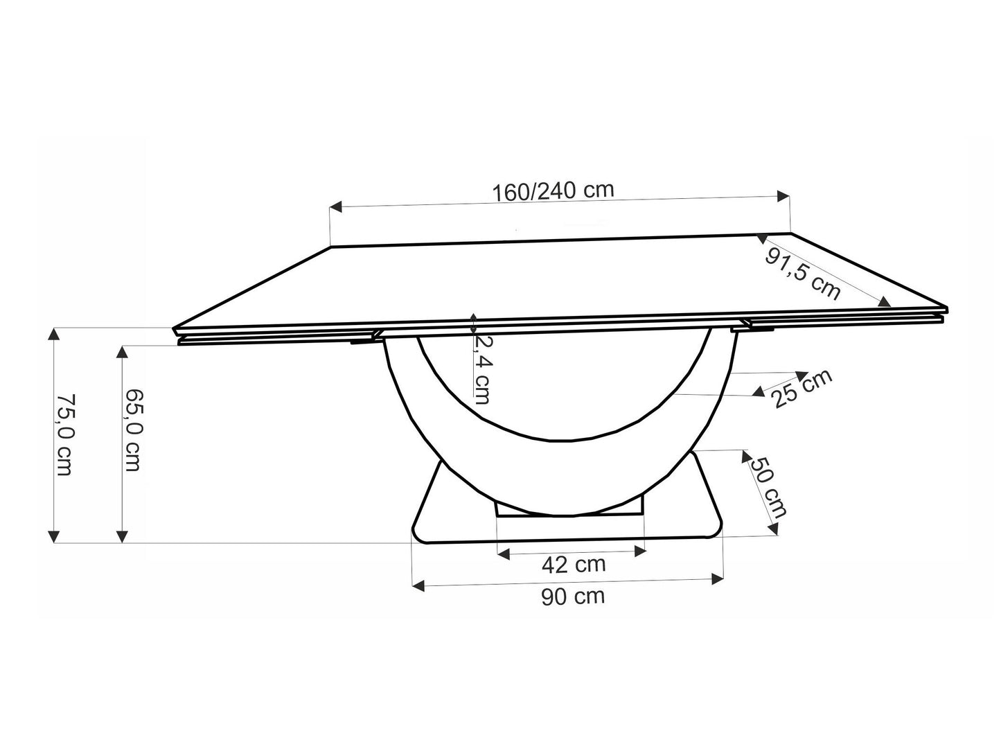 Stalas FERNANDO extension stalas, baltas marmuras / juoda V-CH-FERNANDO-ST