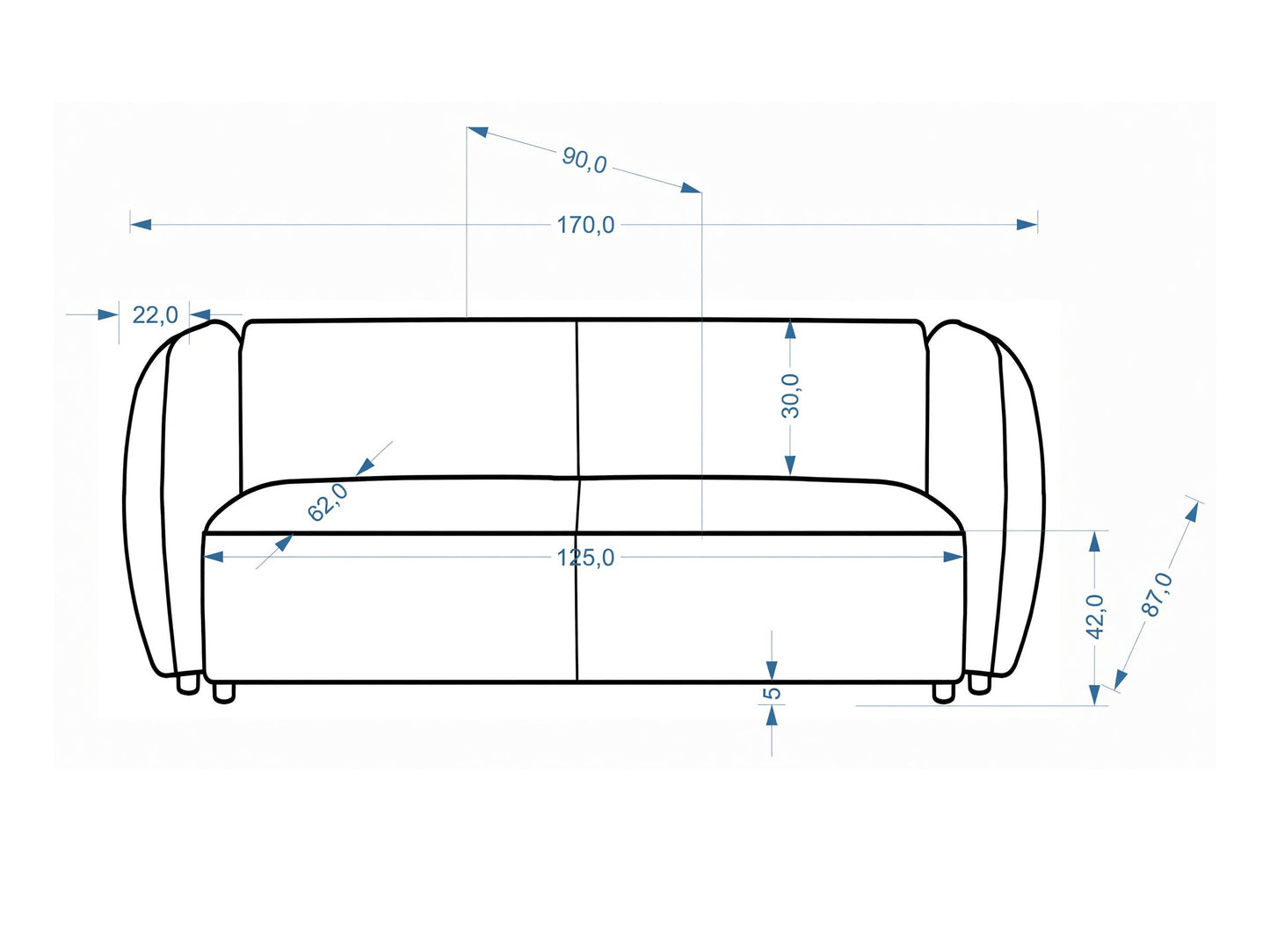 Sofa MALTA sofa, pilka V-CH-MALTA-SOFA-POPIELATY (Pilka)