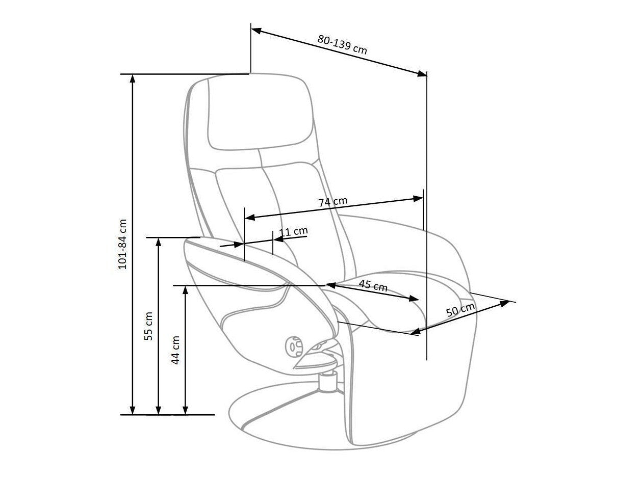 Fotelis reglaineris OPTIMA, Spalva: Pilka