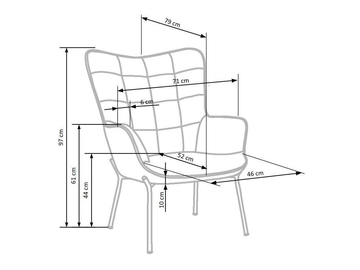 Fotelis CASTEL, Spalva: Geltona