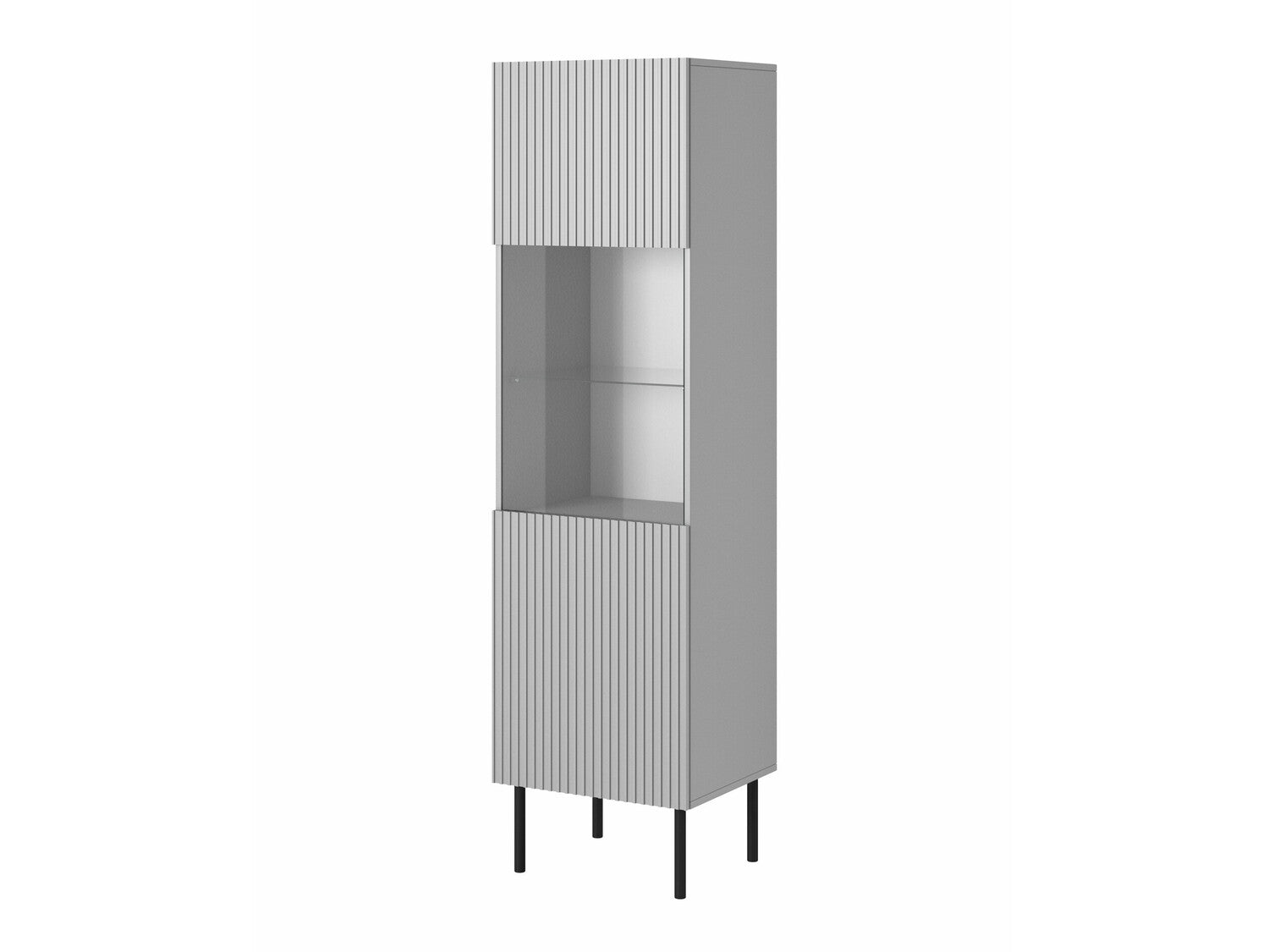 Lentyna ASENSIO KM-1 display cabiner, šviesi pilka / juoda V-PL-ASENSIO-W-1
