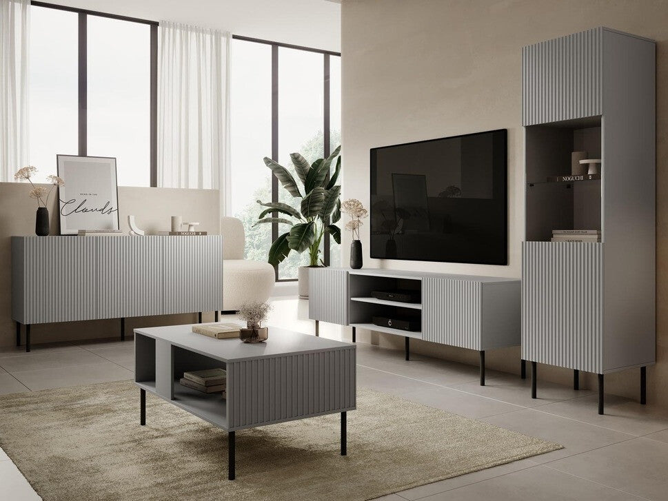Lentyna ASENSIO KM-1 display cabiner, šviesi pilka / juoda V-PL-ASENSIO-W-1