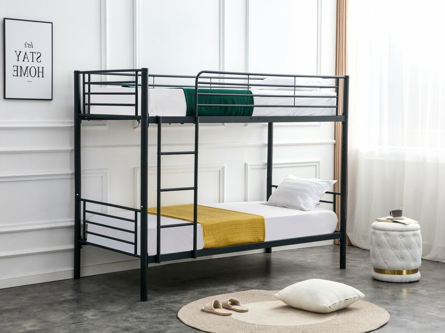 Dviaukštė lova BUNKY dviaukštė lova, balta V-CH-BUNKY-LOZ-BIAŁY, Spalva: Juoda