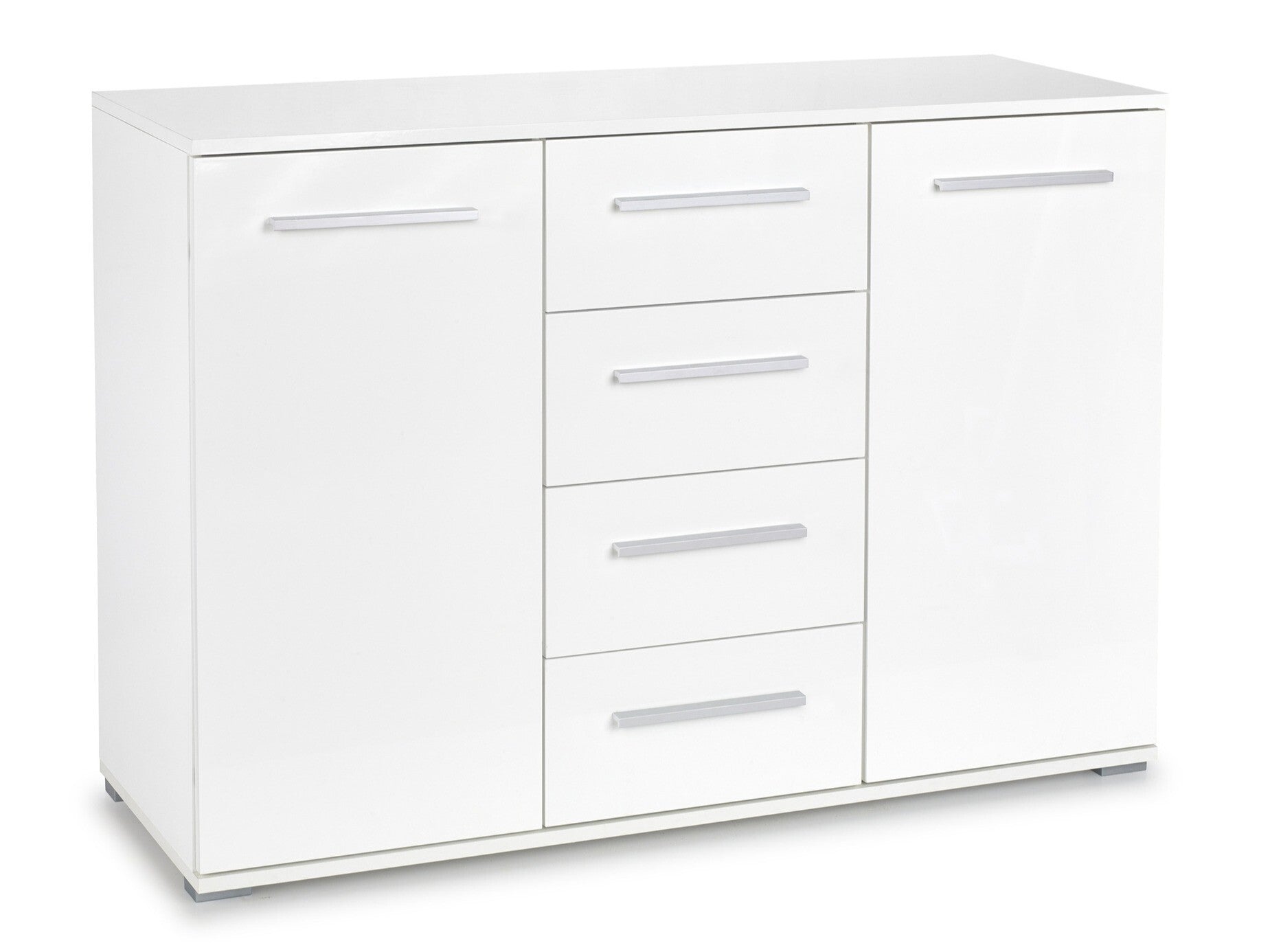 Komoda Lima KM-4, Spalva: Balta + Blizgi balta