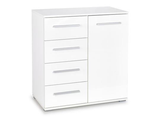 Komoda Lima KM-2, Spalva: Balta + Blizgi balta