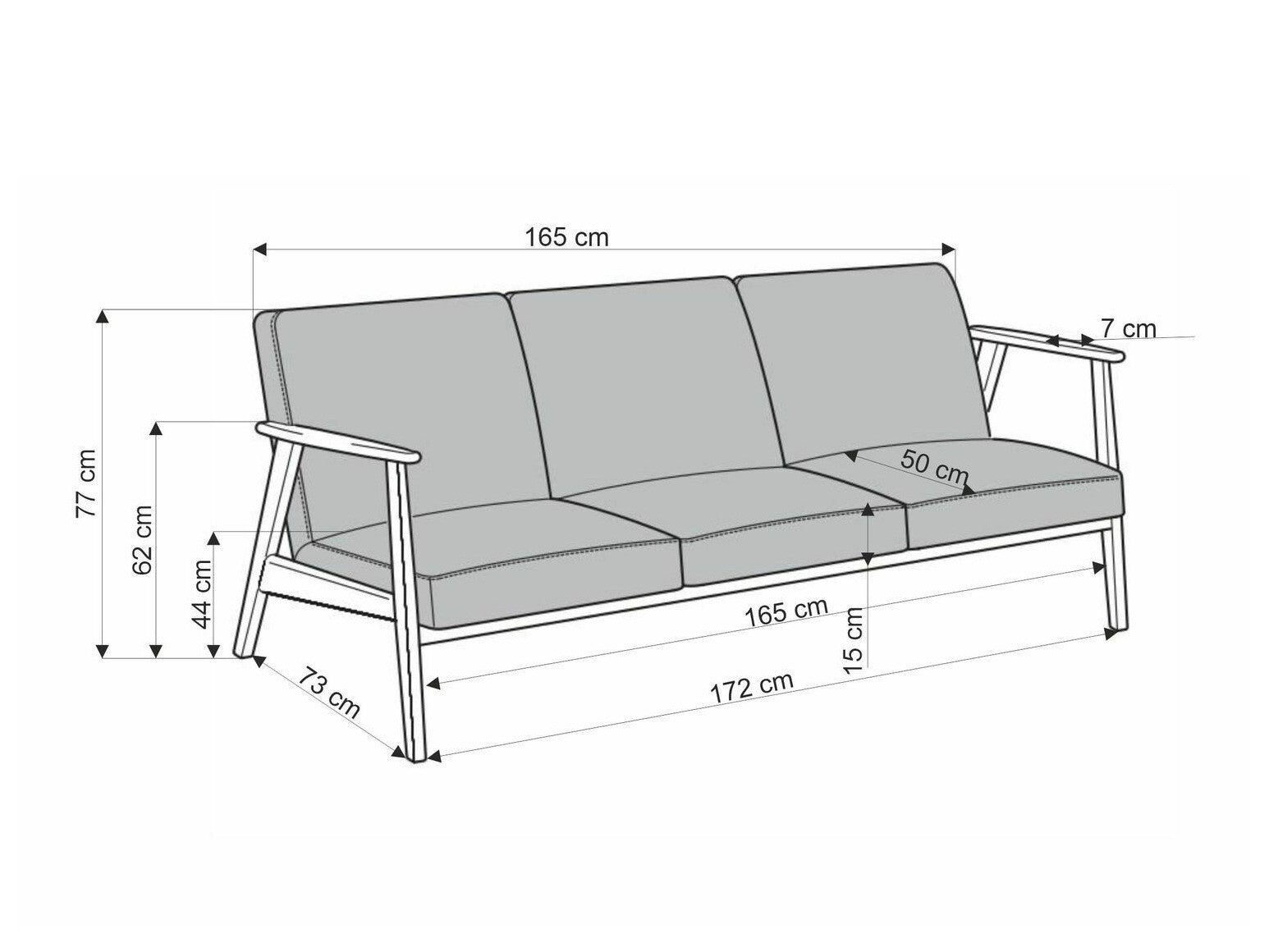 Sofa MILANO 3S sofa, smėlio CASTEL#15 / tamsi graikinis riešutas V-PL-MILANO_3S-SOFA-BEŻOWY